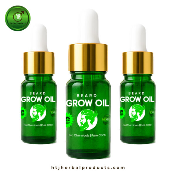 HTJ Herbal Beard Growth Oil – 100% Natural for Stronger, Thicker Beard - Image 3